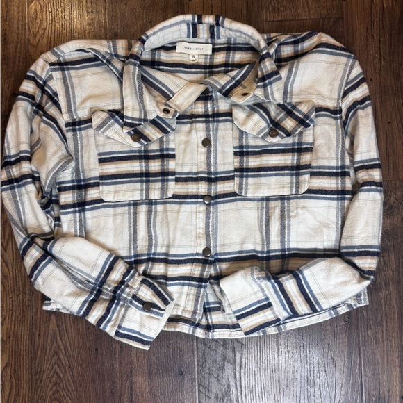 Plaid Button-Up Women's Top - Picture 3 of 5